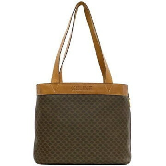 Celine Tote Bag Brown Macadam Leather Shoulder Bag Business - Picture 1 of 9